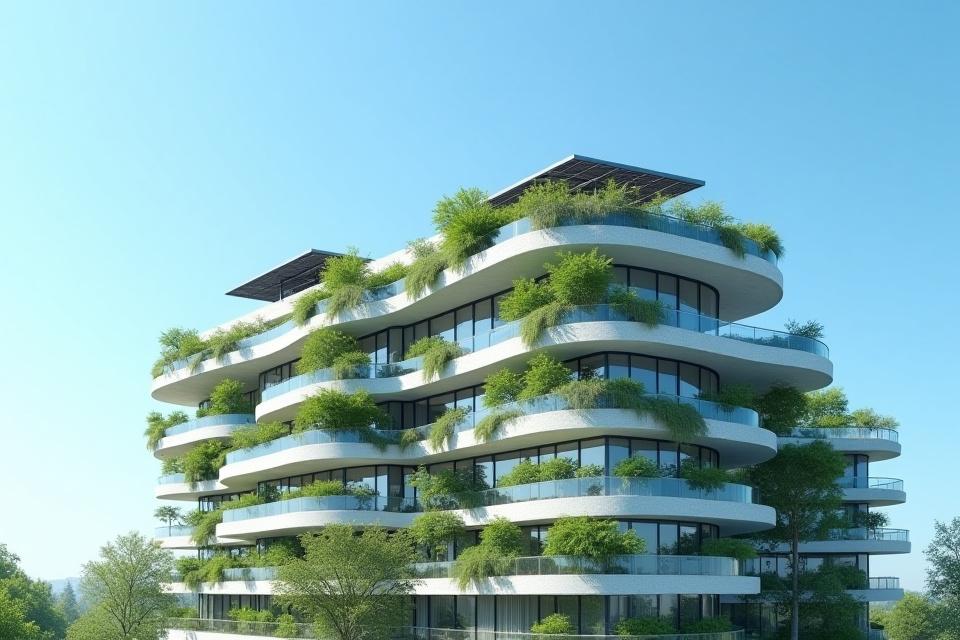 태양광 패널이 있는 친환경 건물