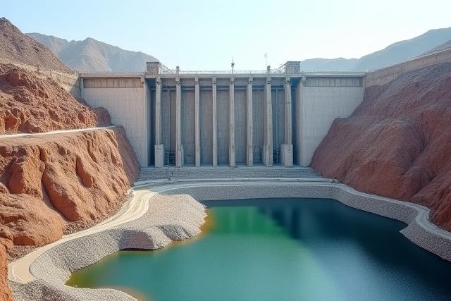 토목 공학 서비스: 거대한 댐 건설 현장 또는 수자원 관리 시설